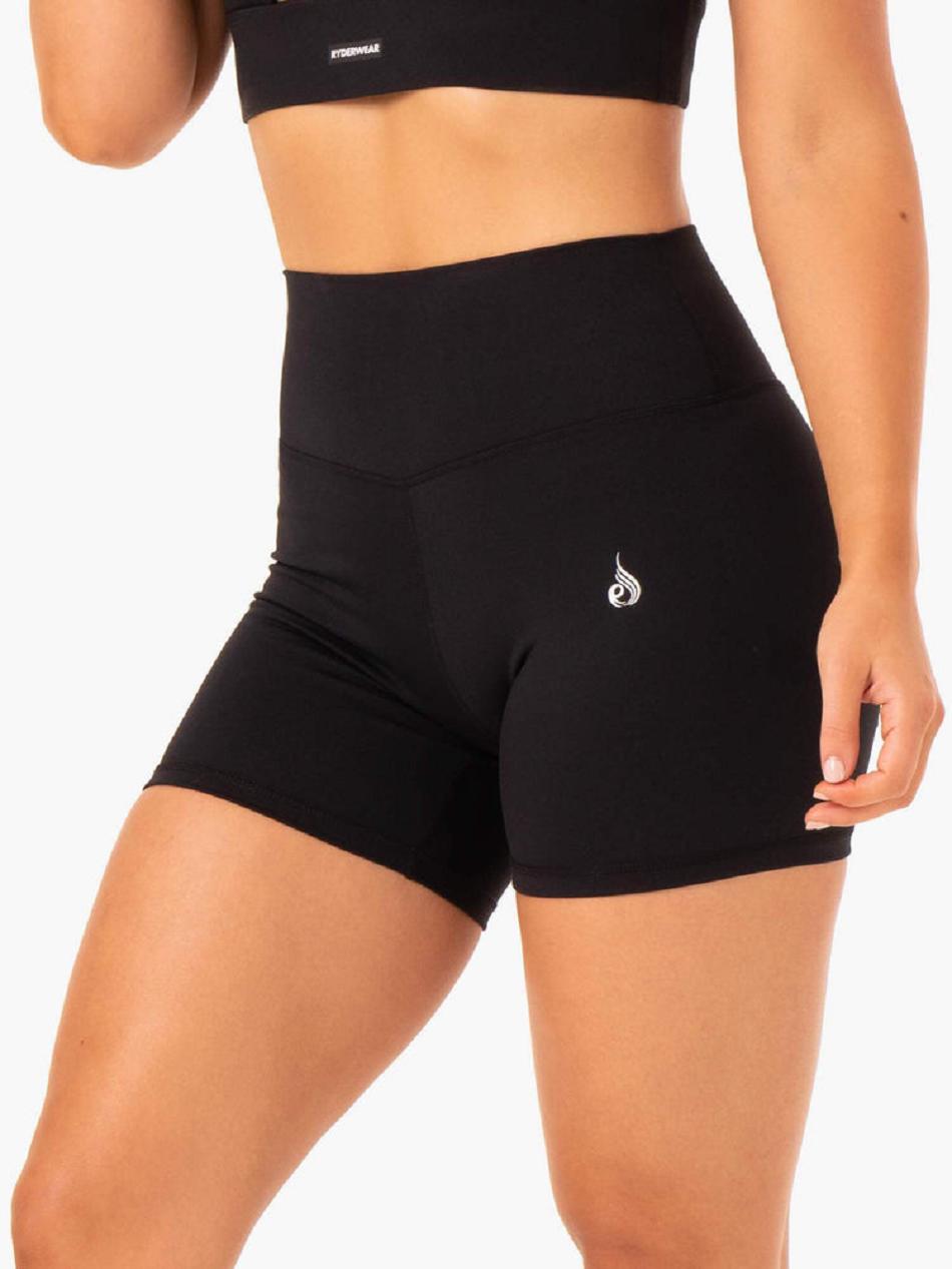 Black Women's Ryderwear Base High Waisted Shorts | XG5192127