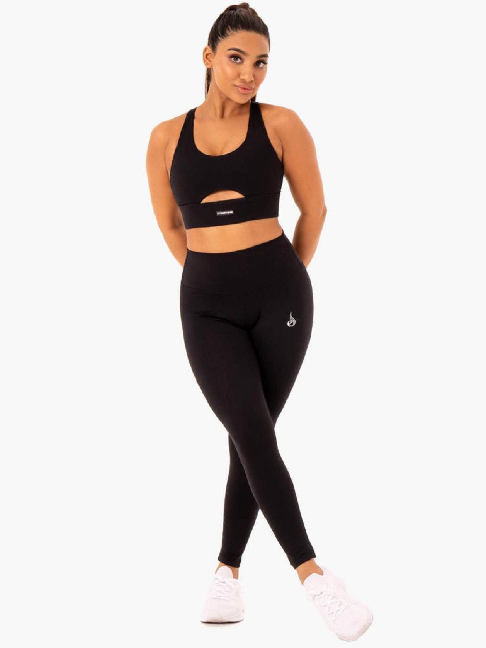 Black Women's Ryderwear Base Racer Back Sports Bras | MT5692188