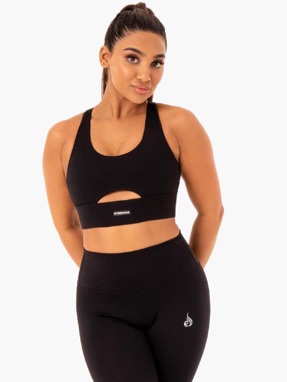 Black Women\'s Ryderwear Base Racer Back Sports Bras | MT5692188