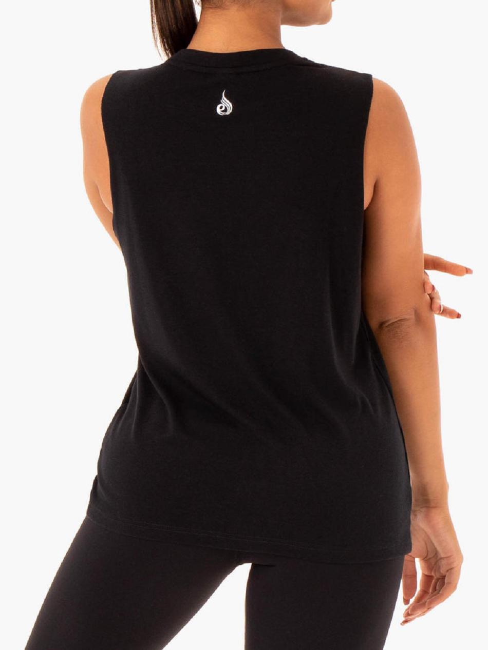 Black Women's Ryderwear Base Regular Cut Tanks | 69EW62674