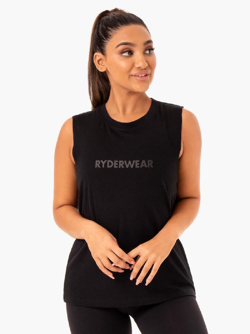 Black Women's Ryderwear Base Regular Cut Tanks | 69EW62674