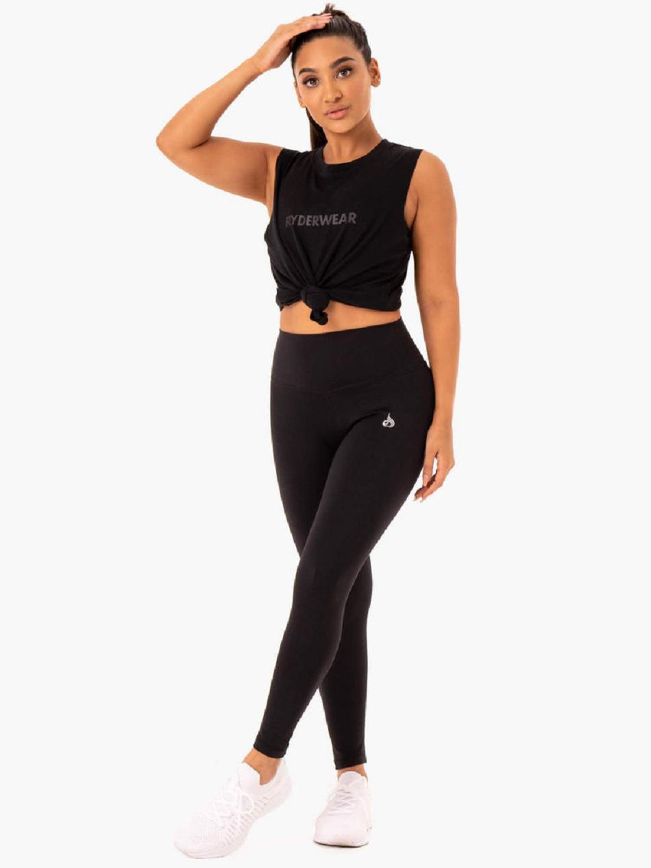 Black Women's Ryderwear Base Regular Cut Tanks | 69EW62674