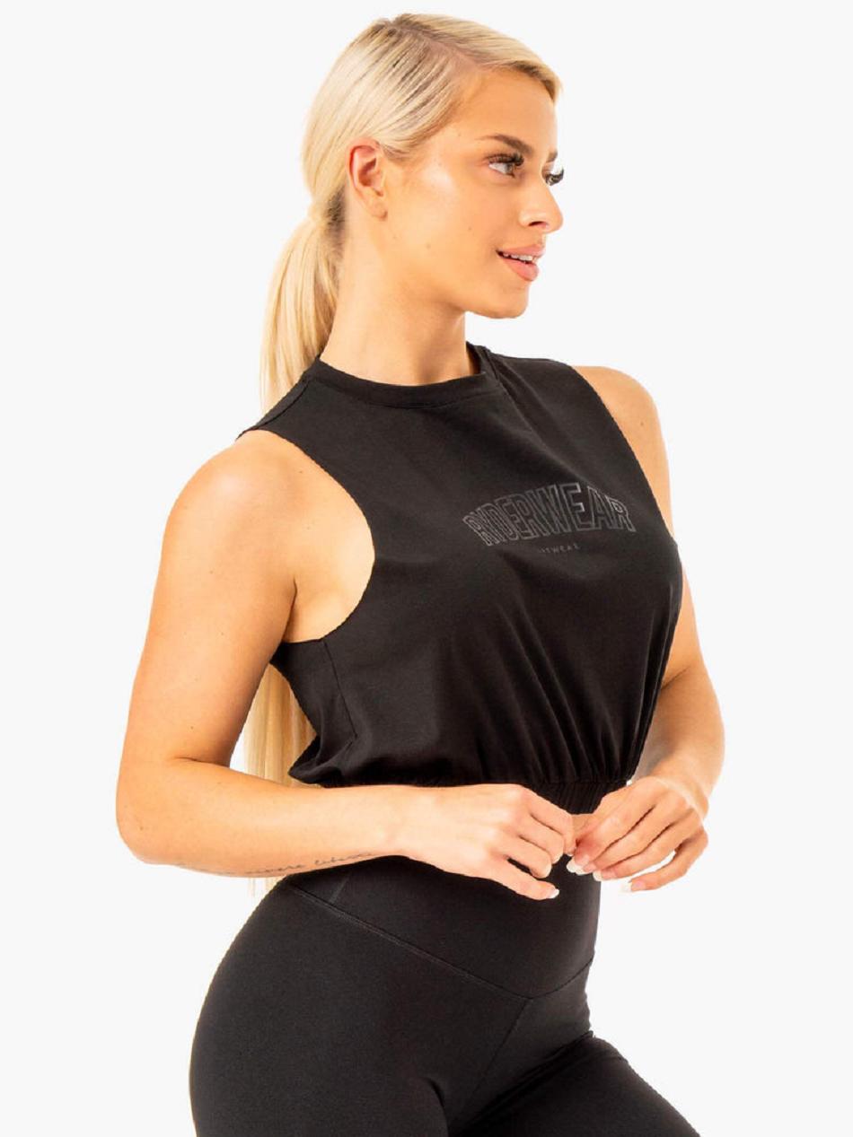 Black Women's Ryderwear Boxer Muscle Tanks | MNG12754