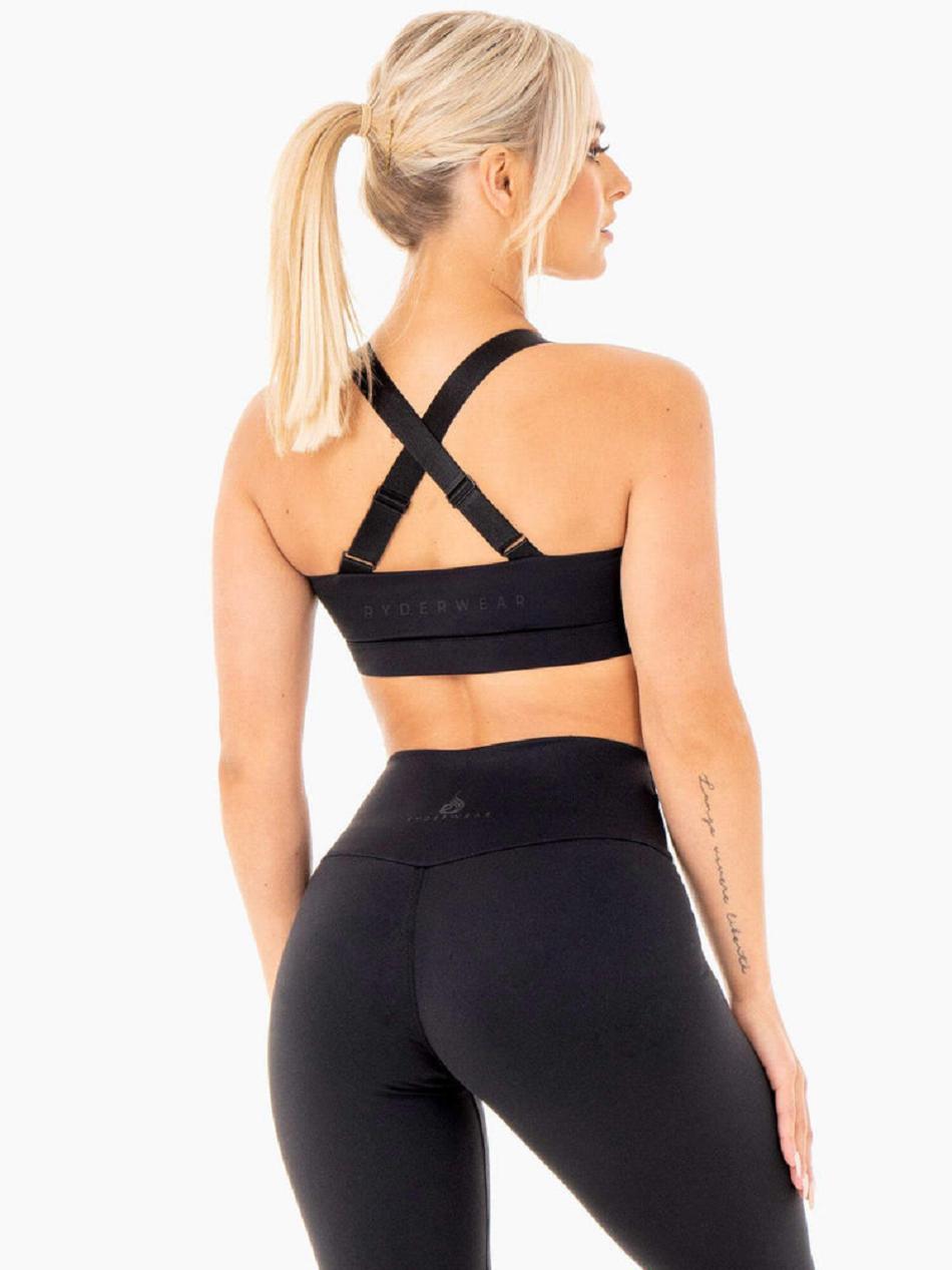 Black Women's Ryderwear Collide Mesh Contour Sports Bras | DF5874747