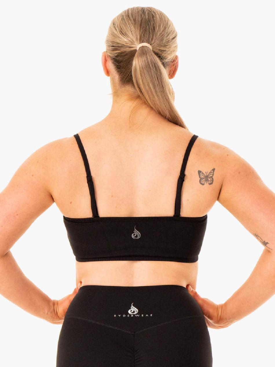 Black Women's Ryderwear Convertible Bandeau Sports Bras | MT5492268