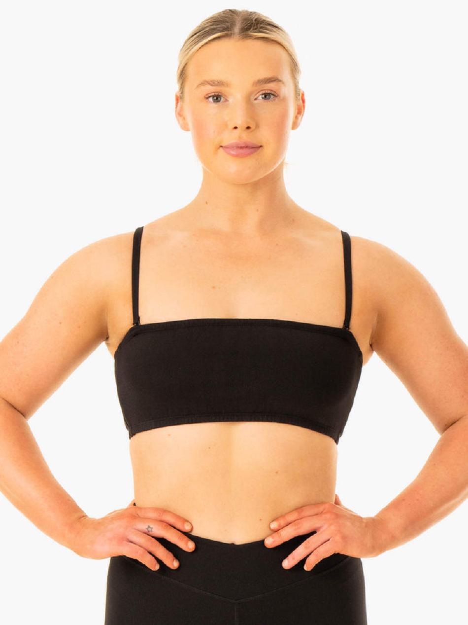 Black Women\'s Ryderwear Convertible Bandeau Sports Bras | MT5492268