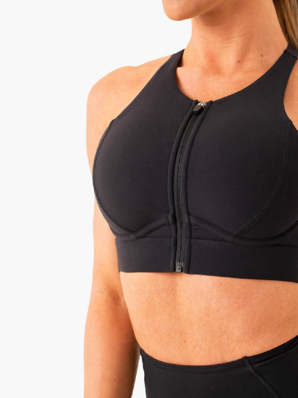 Black Women's Ryderwear Critical High Impact Sports Bras | 55JS51438