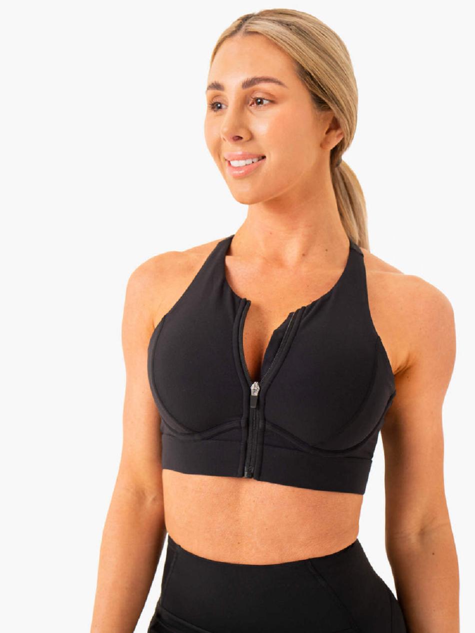 Black Women's Ryderwear Critical High Impact Sports Bras | 55JS51438