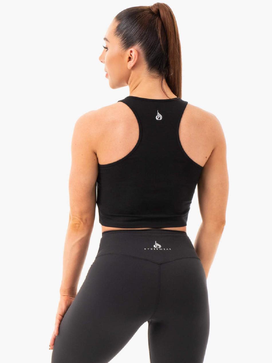 Black Women's Ryderwear Cropped Racer Back Tank Top | 61KR58941