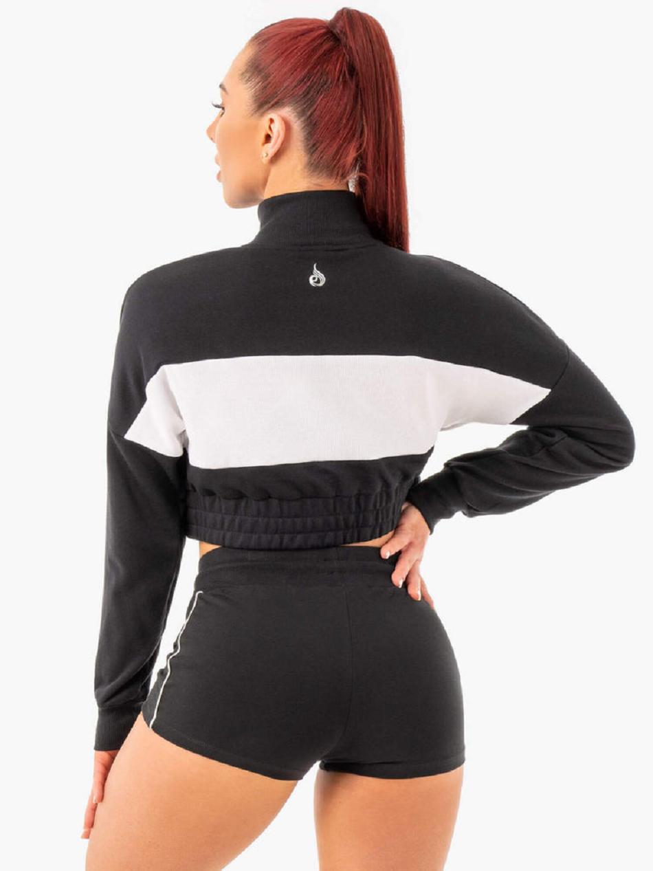 Black Women's Ryderwear Cropped Track Jumper Jackets | 122T63520