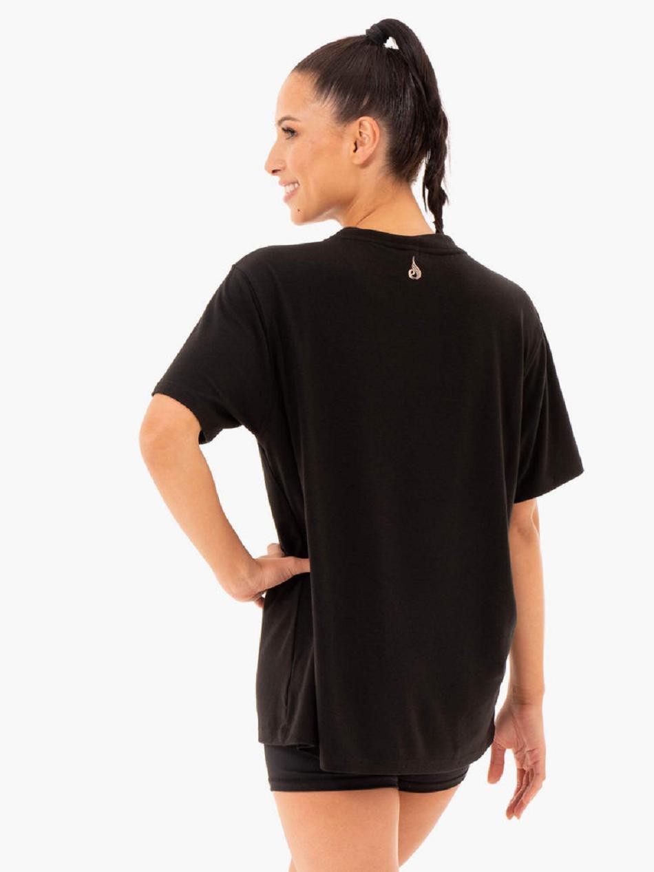 Black Women's Ryderwear Define Long Line T-Shirt Active Lounge | A2X73130