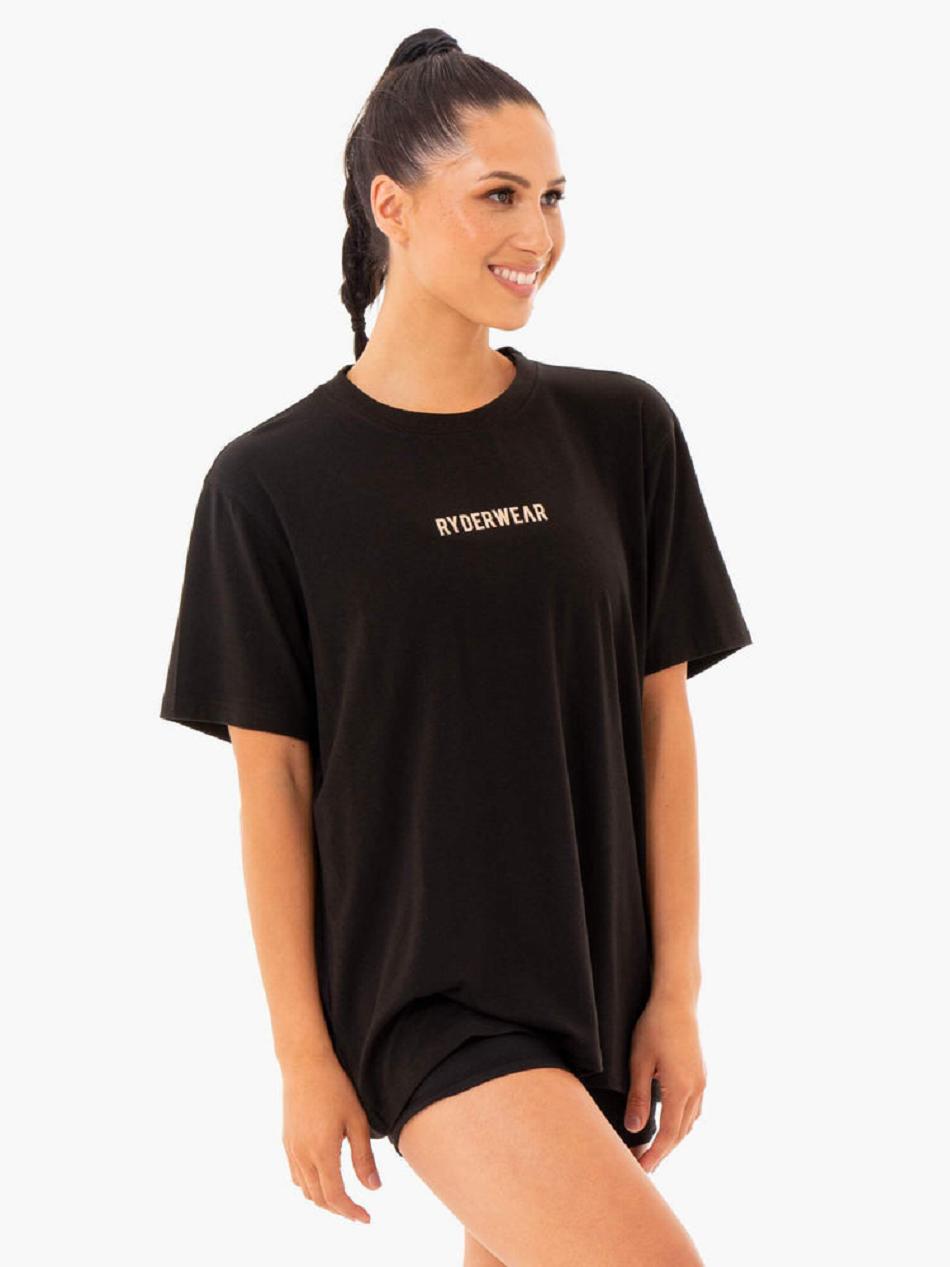 Black Women's Ryderwear Define Long Line T-Shirt Active Lounge | A2X73130