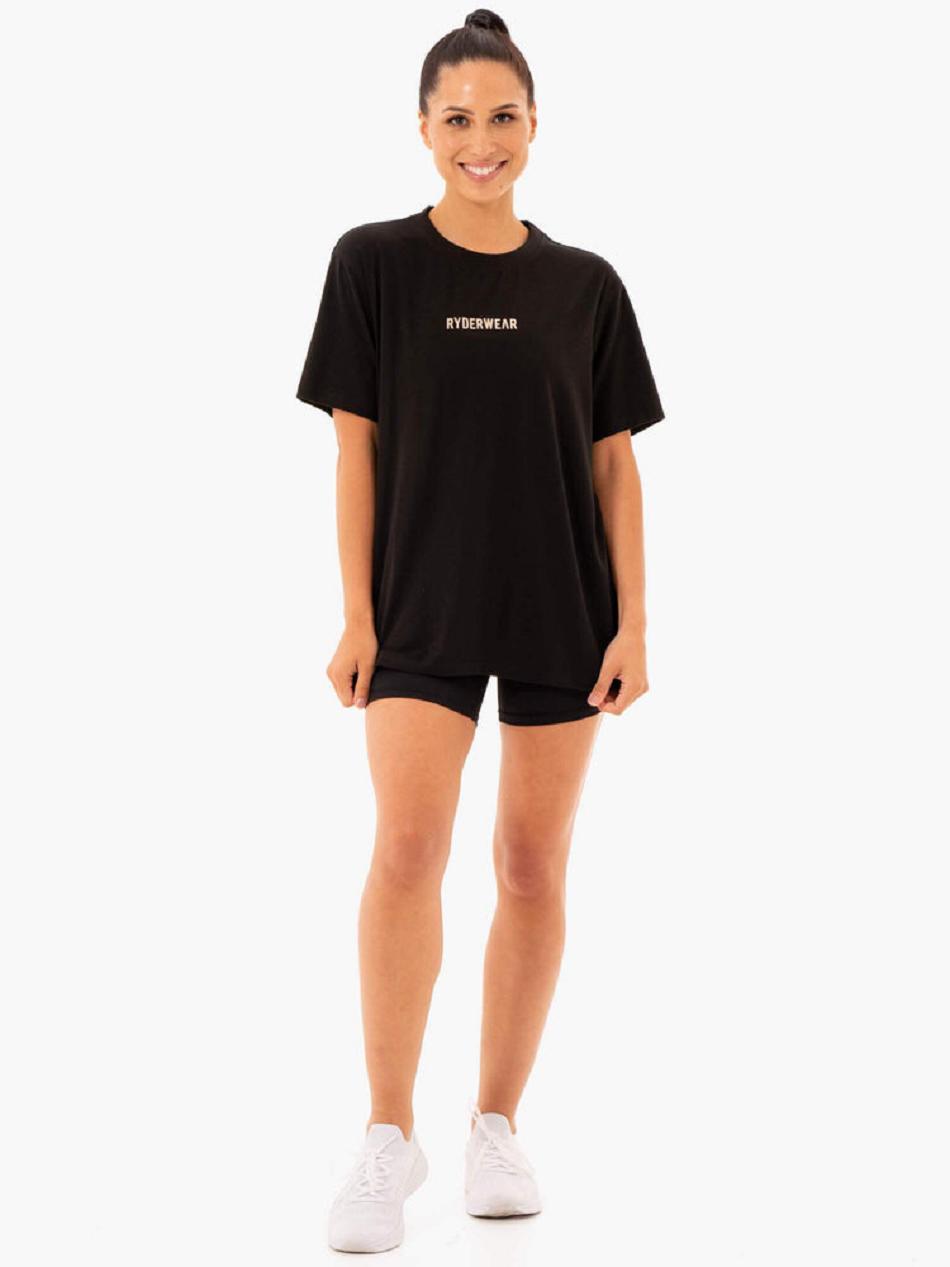 Black Women's Ryderwear Define Long Line T-Shirt Active Lounge | A2X73130