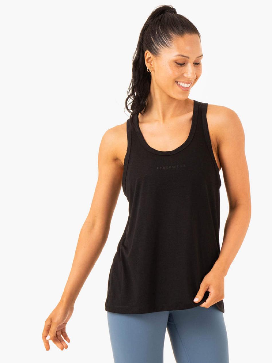 Black Women's Ryderwear Ease Relaxed Tanks | 68SB95854