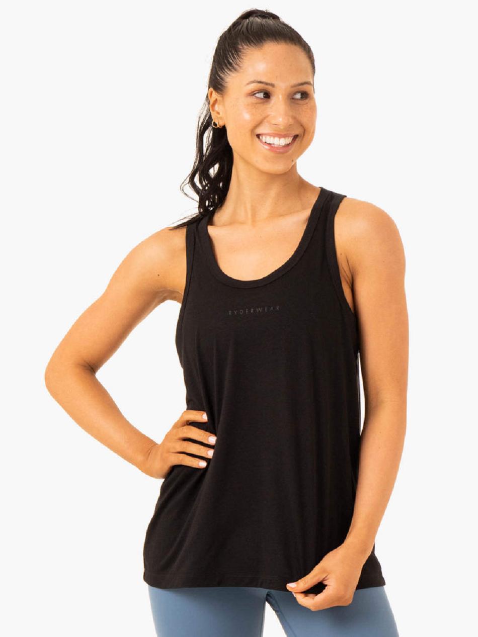 Black Women\'s Ryderwear Ease Relaxed Tanks | 68SB95854