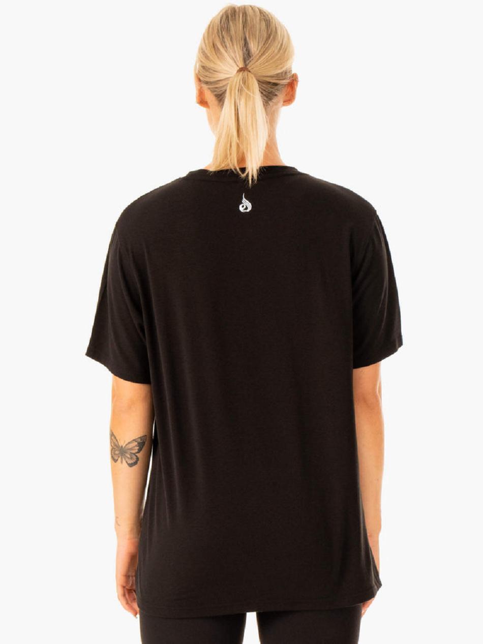 Black Women's Ryderwear Edit Longline T-Shirt Top | 126J84472