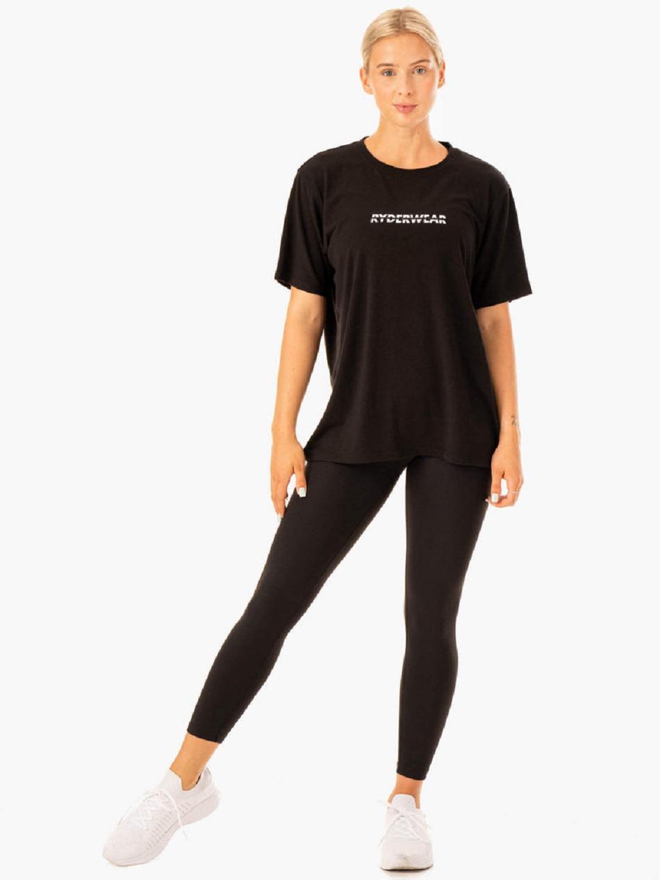 Black Women's Ryderwear Edit Longline T-Shirt Top | 126J84472