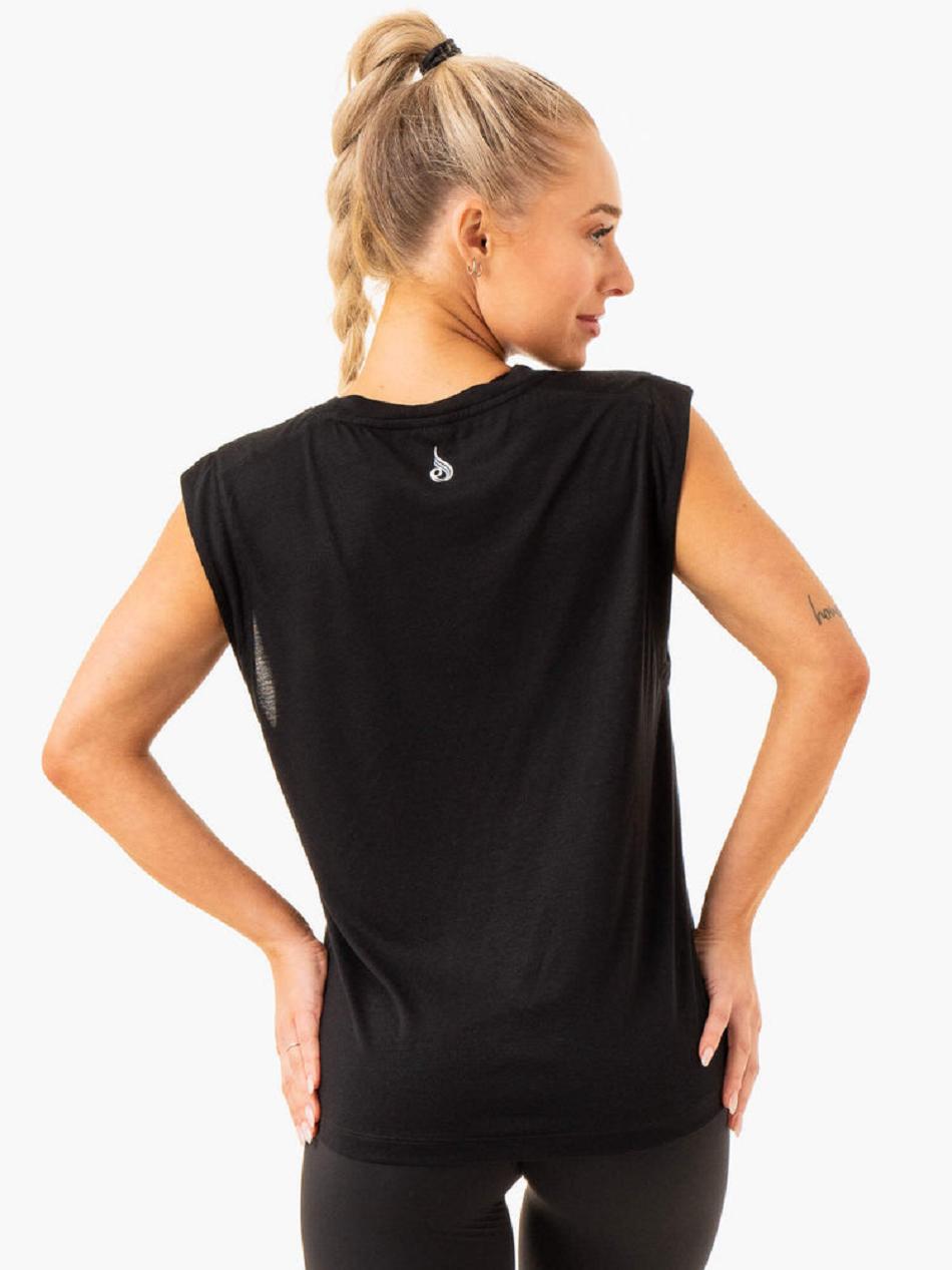 Black Women's Ryderwear Element Wide Cut Tanks | 141DF83431