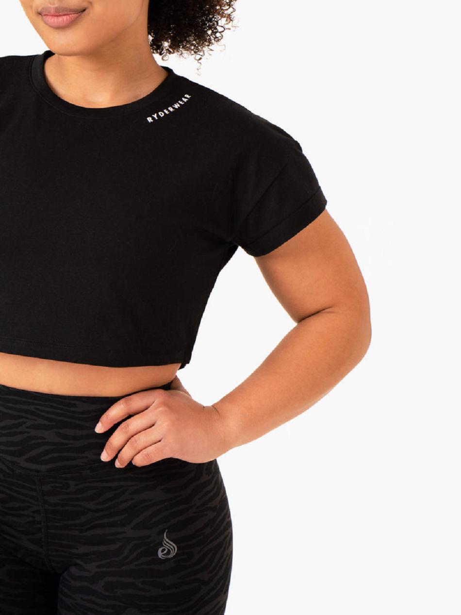 Black Women's Ryderwear Energy Cap Sleeve T-shirt | 164F37502