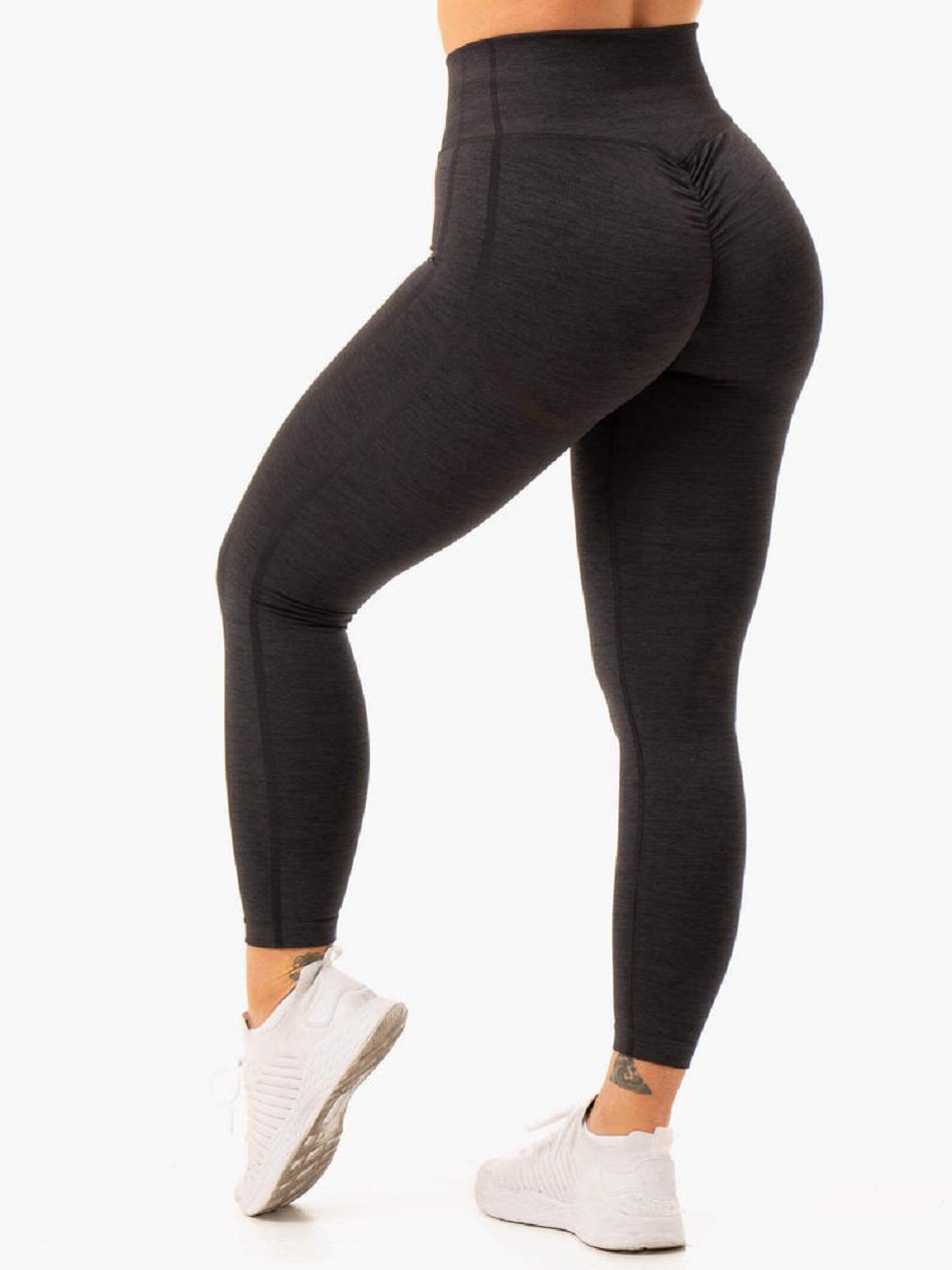 Black Women's Ryderwear Enhance Scrunch Bum Leggings Seamless | FG26832