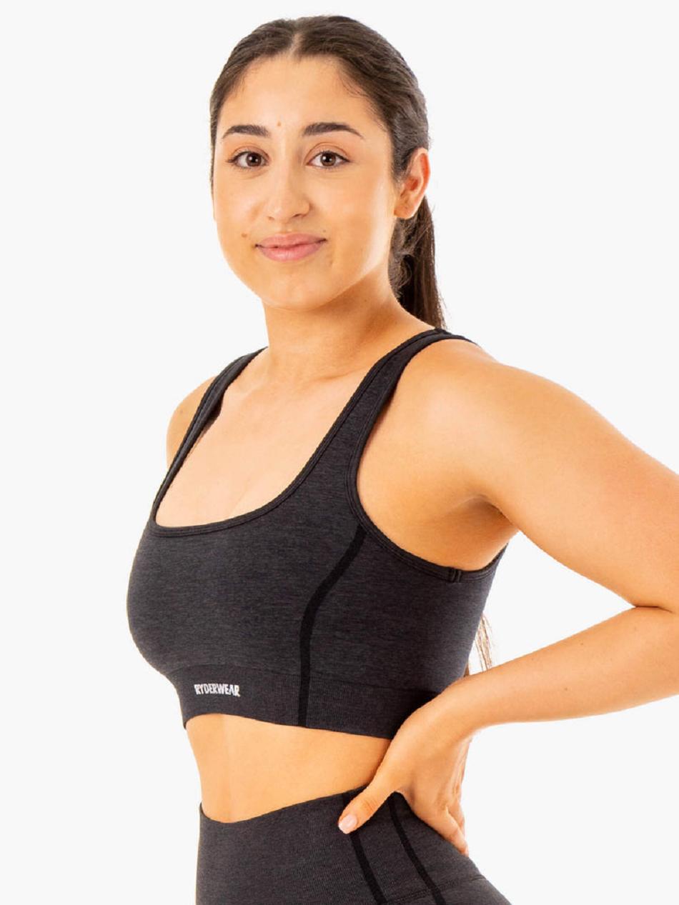 Black Women's Ryderwear Enhance Seamless Sports Bras | V8F13584