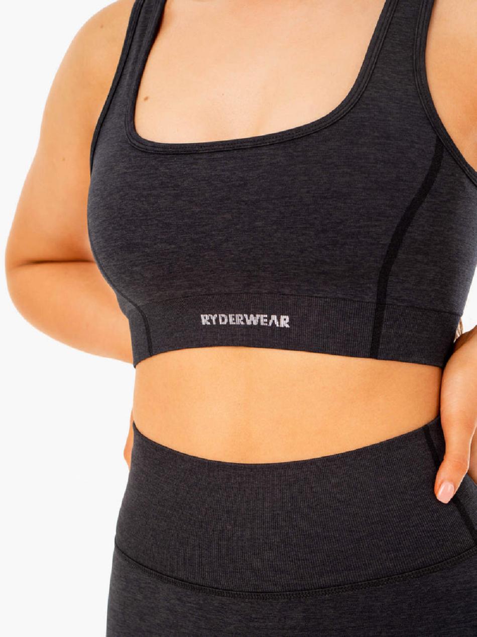 Black Women's Ryderwear Enhance Seamless Sports Bras | V8F13584