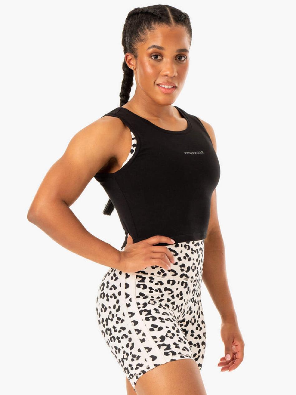 Black Women's Ryderwear Evolution Cotton Tank Top | 136DF58971