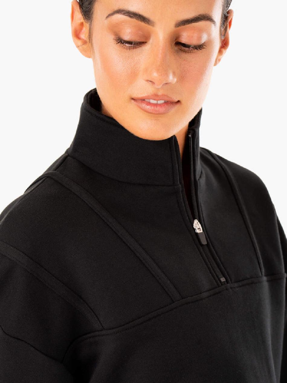 Black Women's Ryderwear Evolution Half Zip Sweater Top | 63NG15623