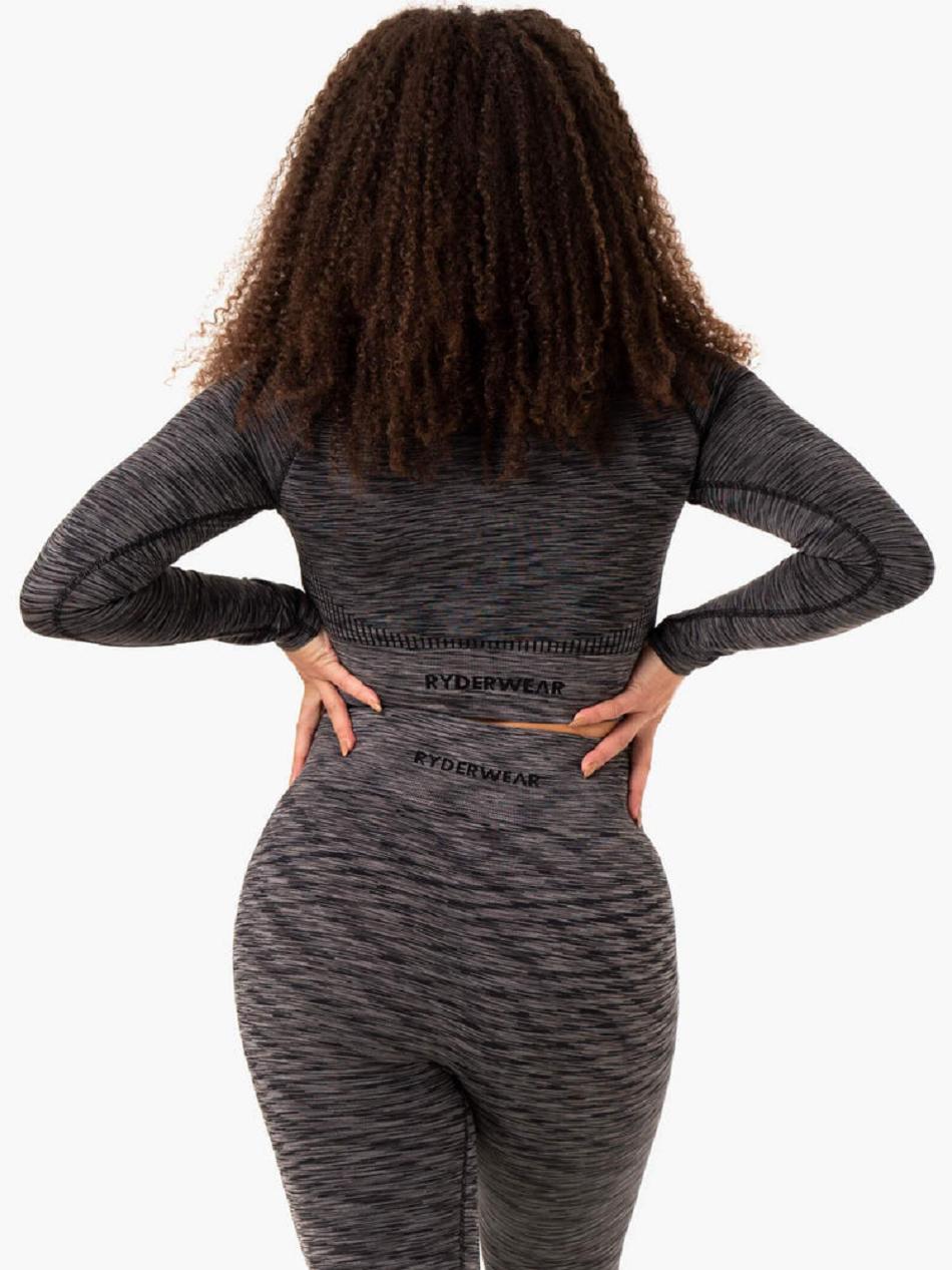 Black Women's Ryderwear Evolve Long Sleeve Top Seamless | XG4848706