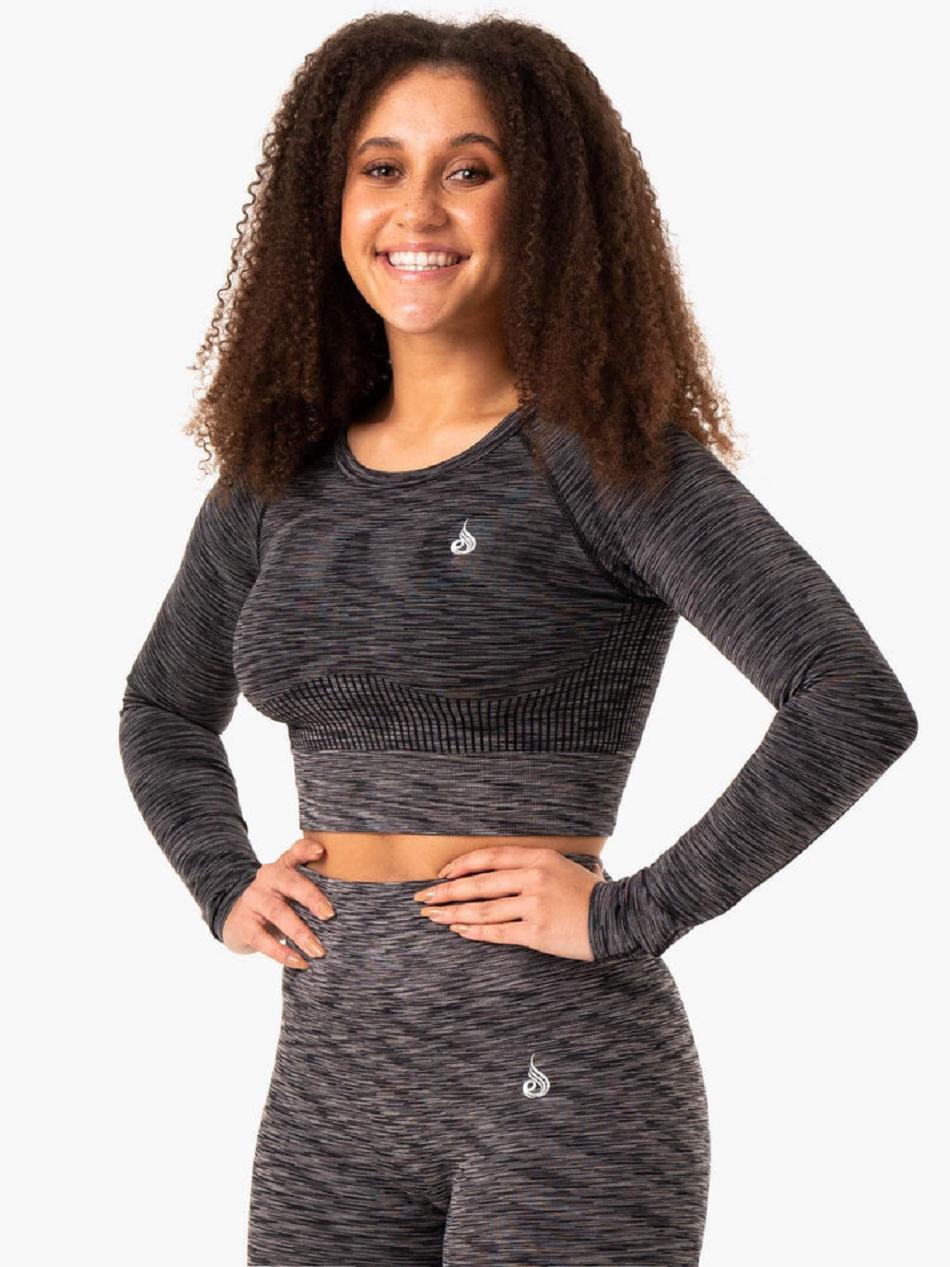 Black Women's Ryderwear Evolve Long Sleeve Top Seamless | XG4848706