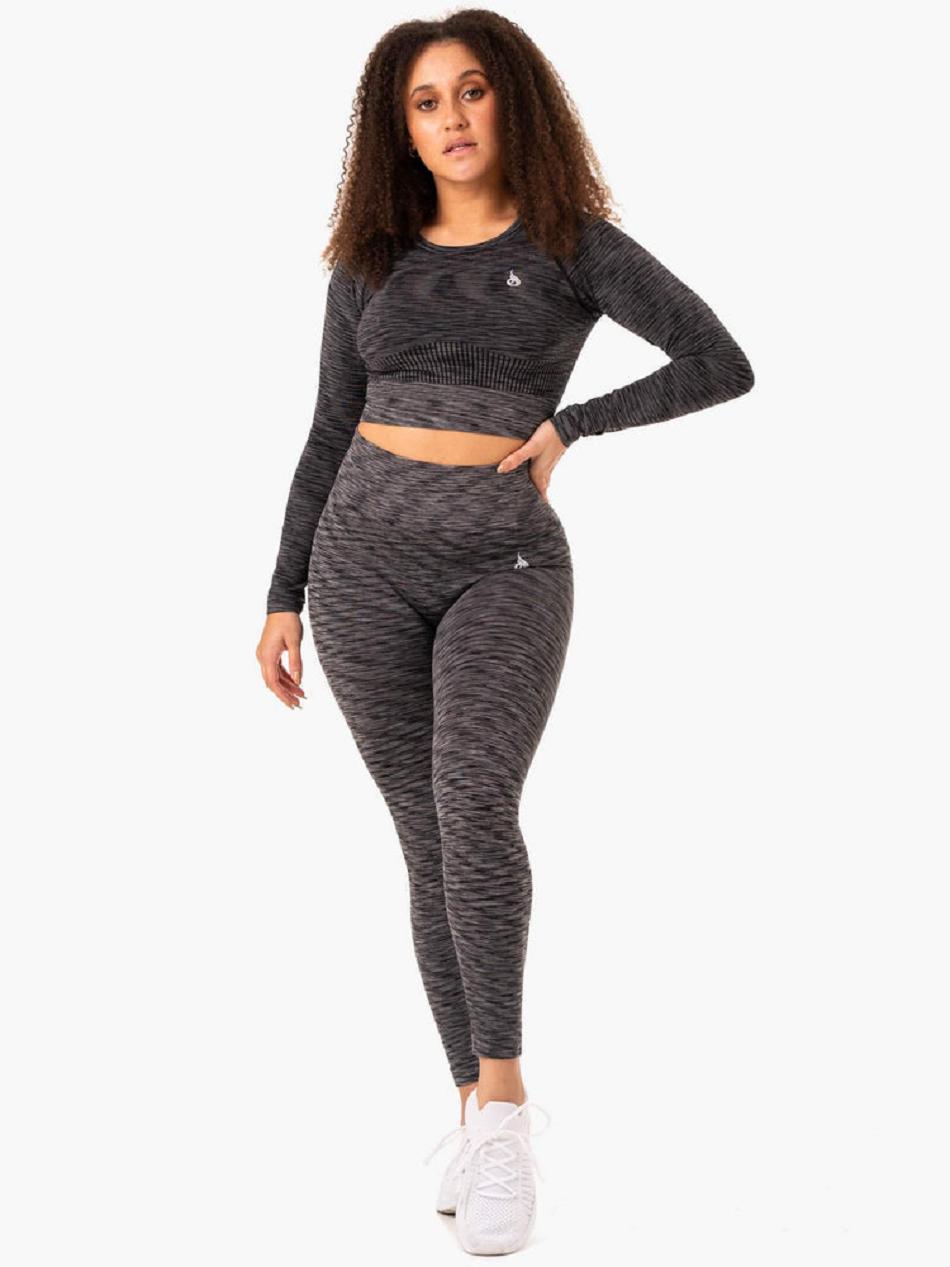 Black Women's Ryderwear Evolve Long Sleeve Top Seamless | XG4848706