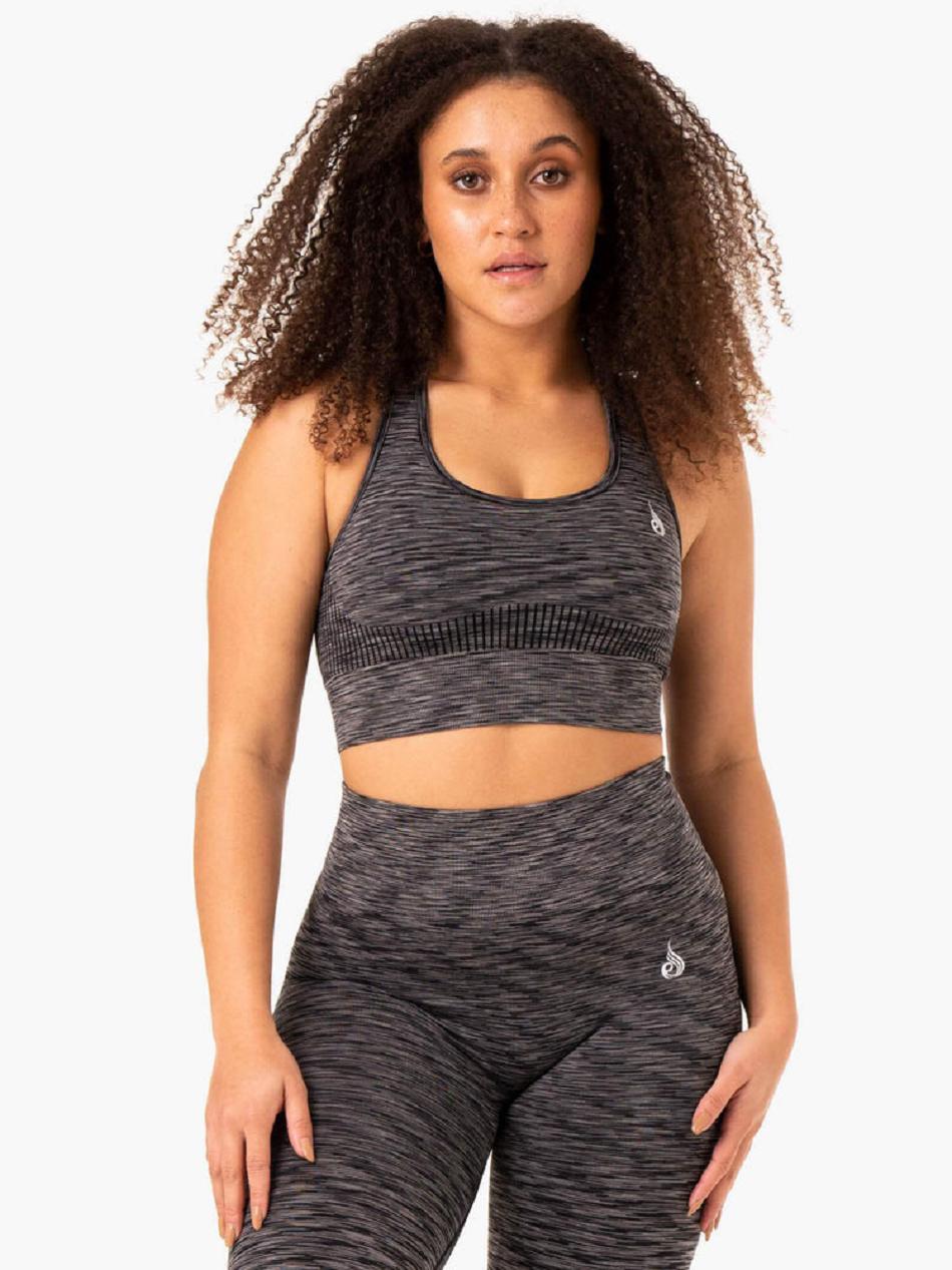 Black Women\'s Ryderwear Evolve Longline Sports Bra Seamless | 47RC65472