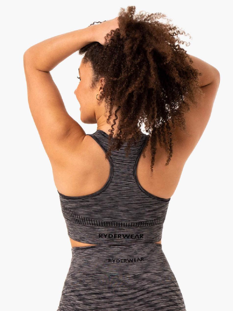 Black Women's Ryderwear Evolve Seamless Longline Sports Bras | DF5411864