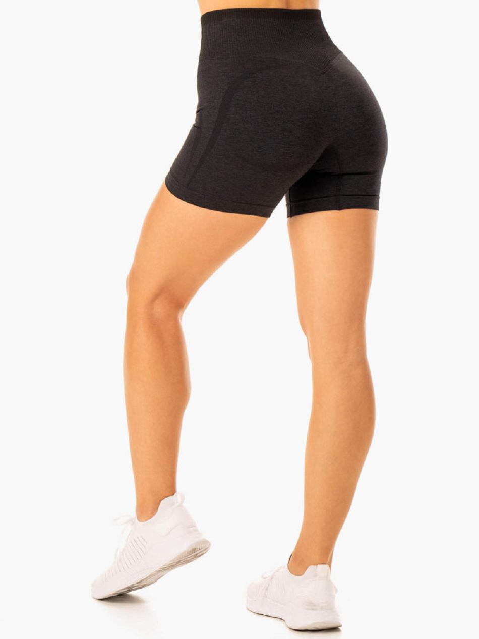 Black Women's Ryderwear Excel High Waisted Shorts Seamless | 84S51390