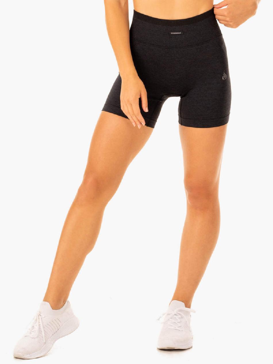 Black Women's Ryderwear Excel High Waisted Shorts Seamless | 84S51390