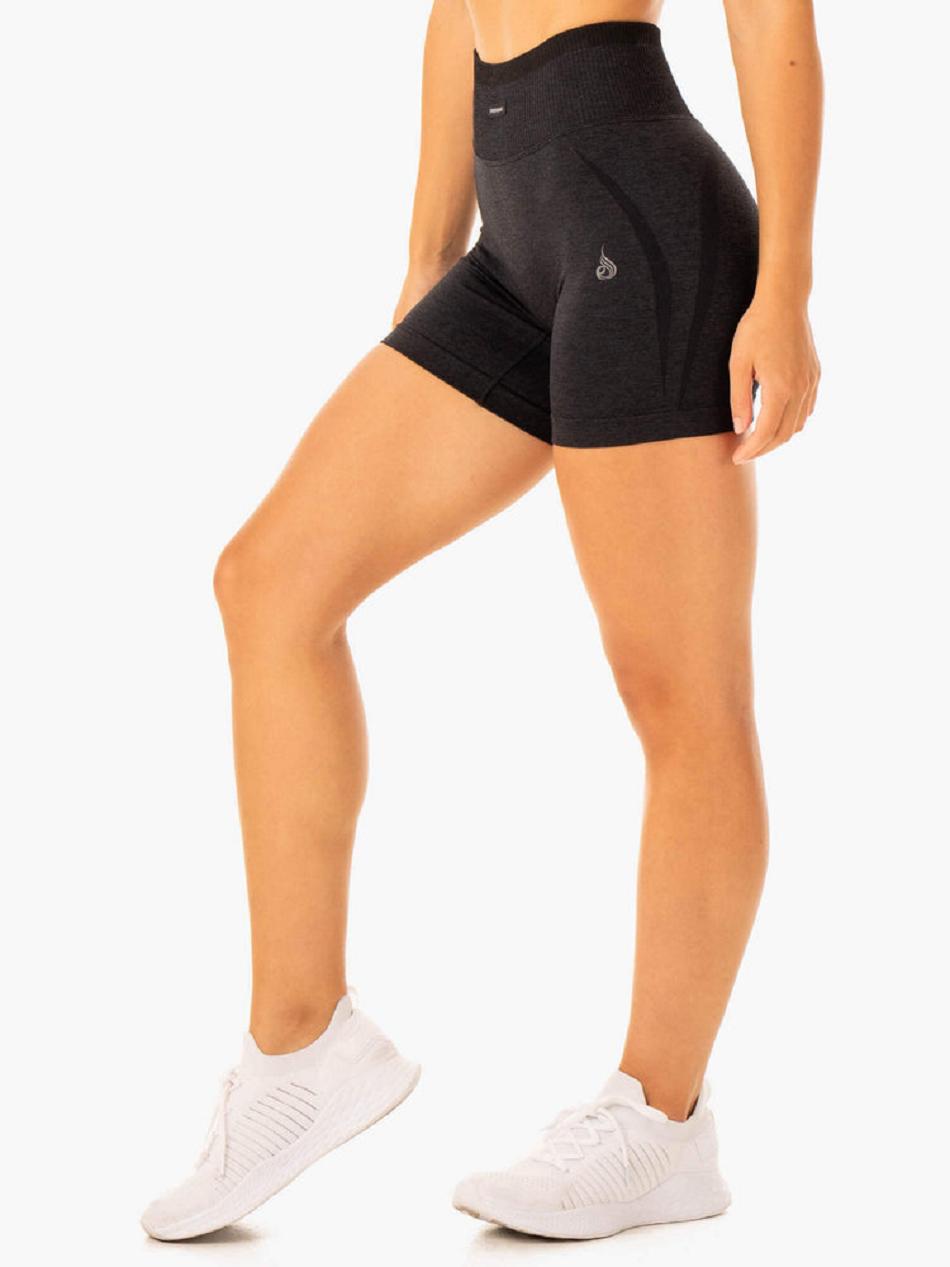 Black Women\'s Ryderwear Excel High Waisted Shorts Seamless | 84S51390