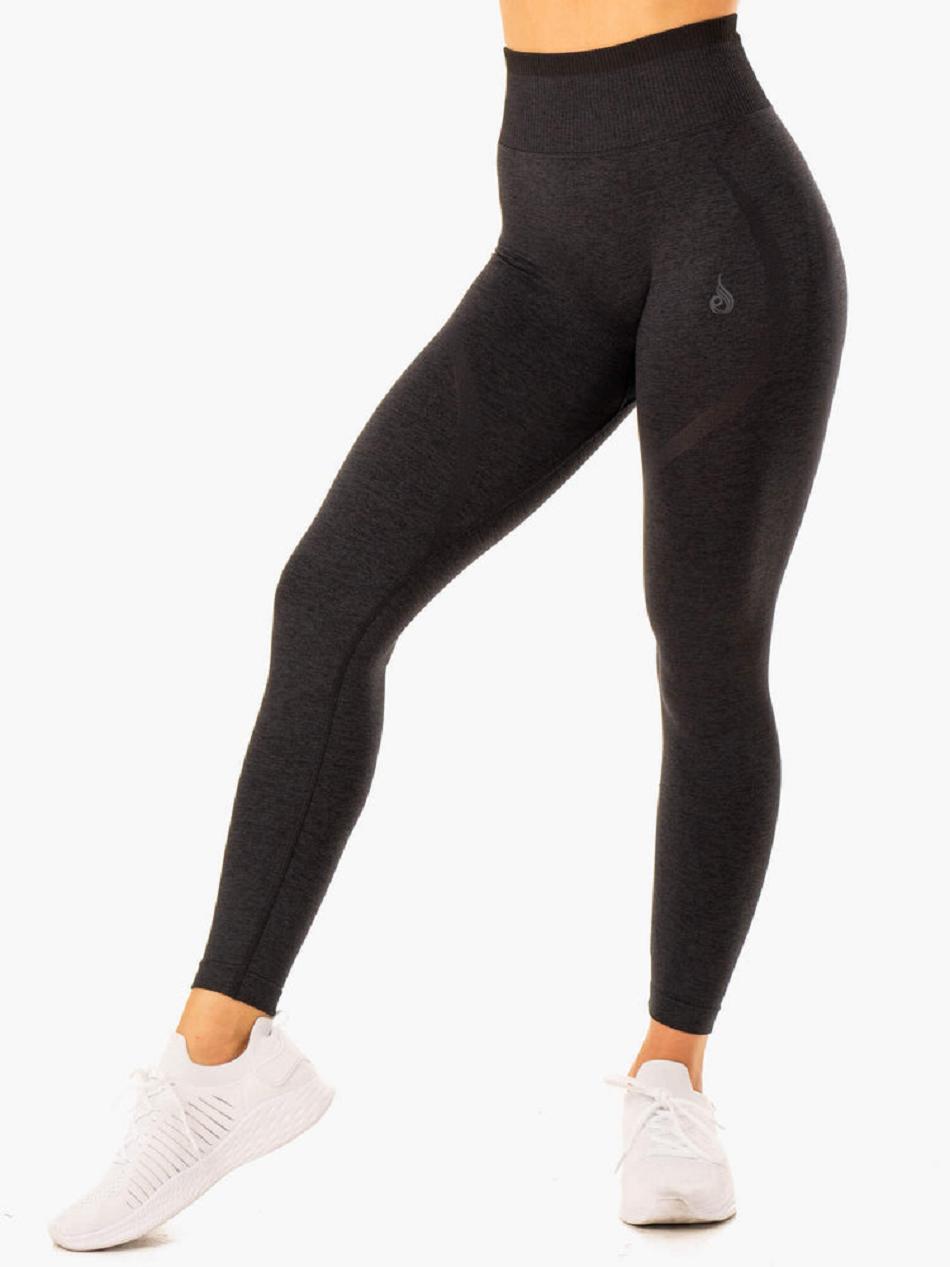 Black Women's Ryderwear Excel High Waisted Leggings Seamless | DS4398830