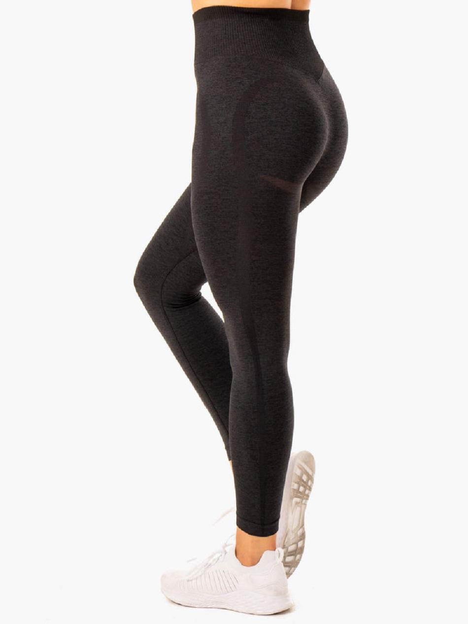 Black Women's Ryderwear Excel High Waisted Leggings Seamless | DS4398830