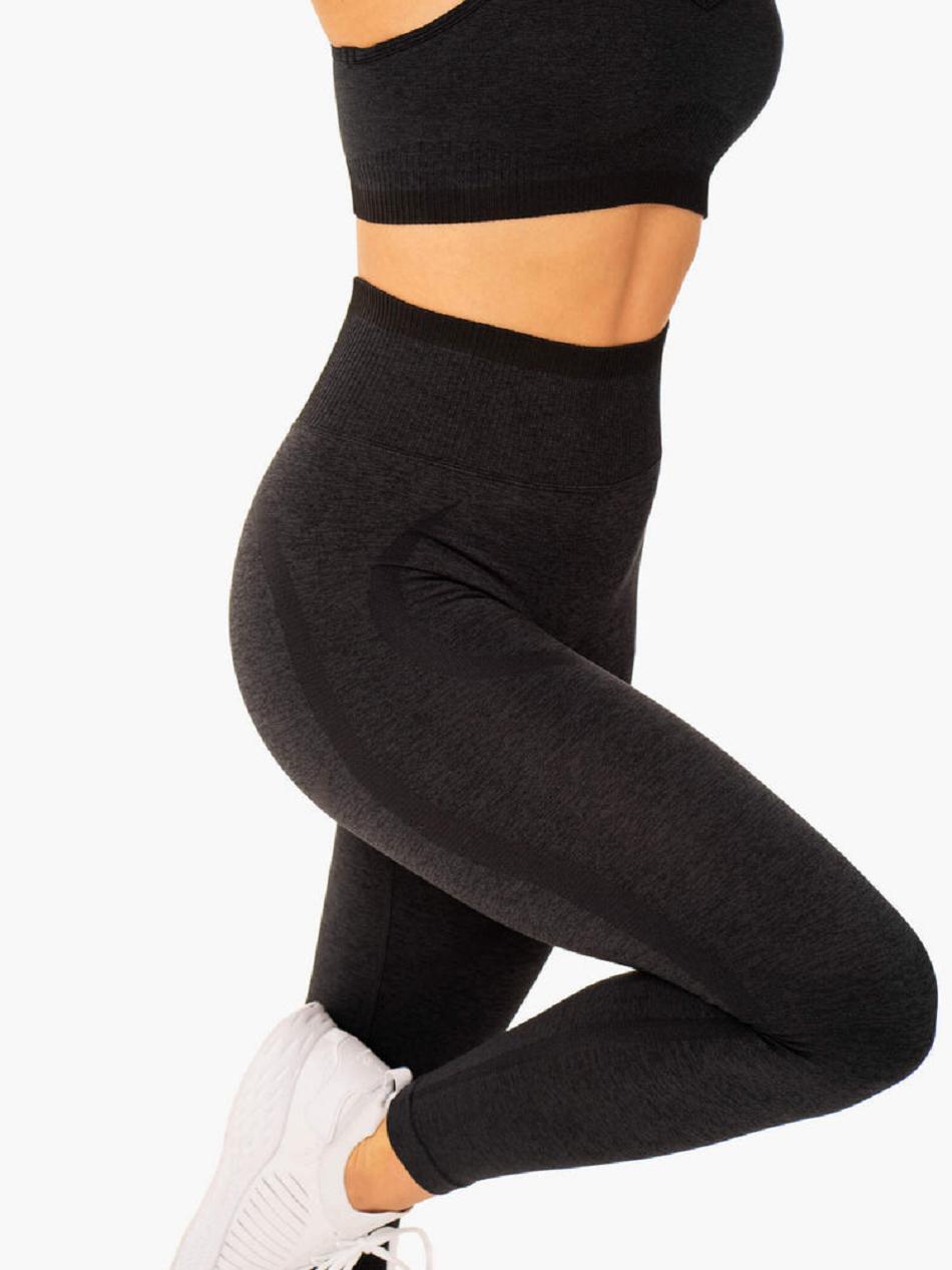 Black Women's Ryderwear Excel High Waisted Leggings Seamless | DS4398830