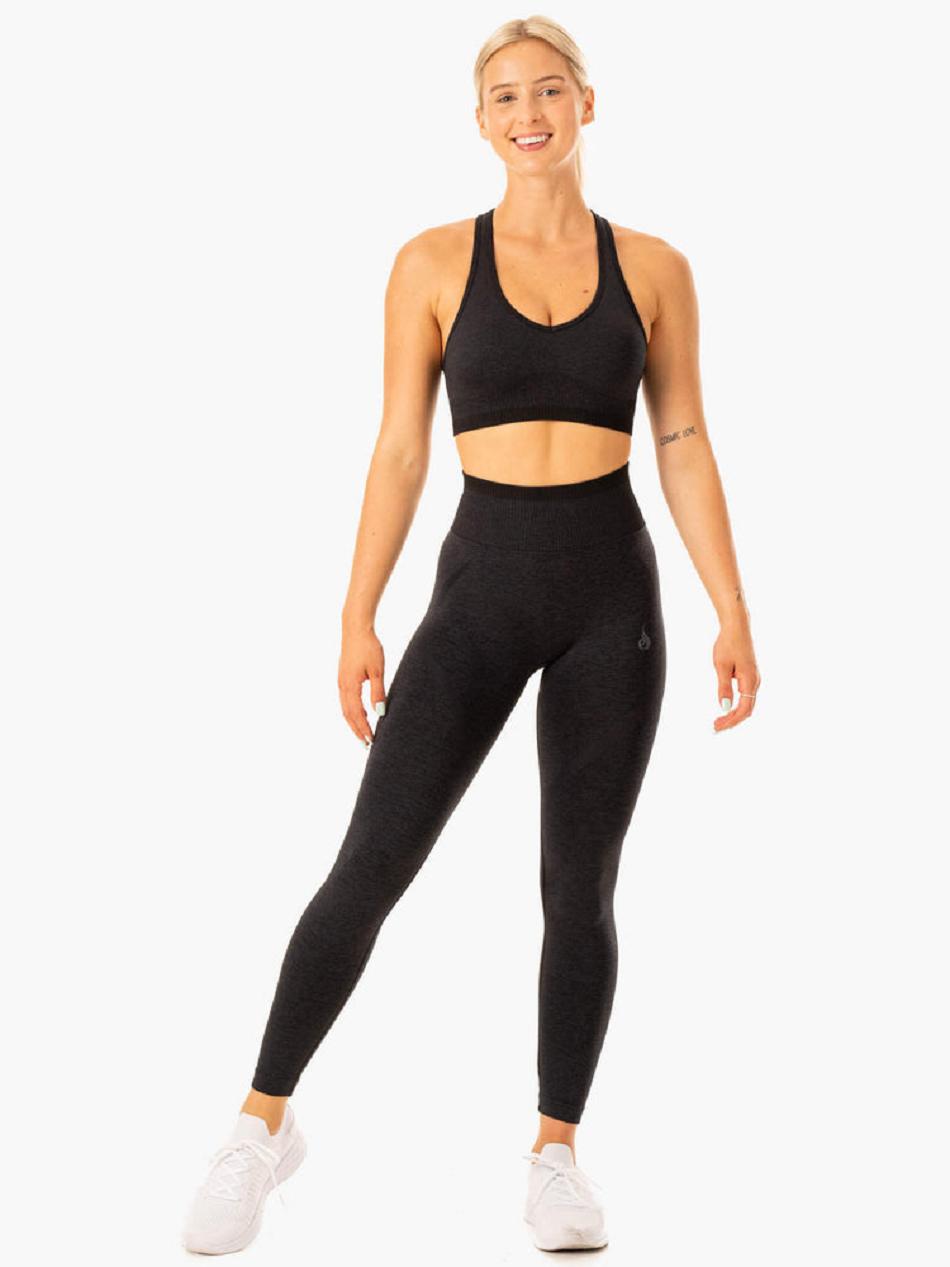 Black Women's Ryderwear Excel High Waisted Leggings Seamless | DS4398830