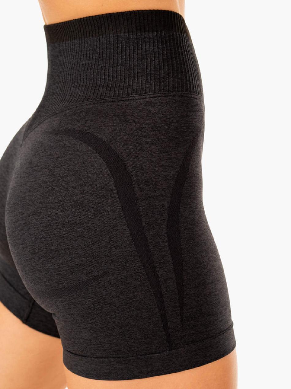 Black Women's Ryderwear Excel Seamless High Waisted Shorts | G2T53754