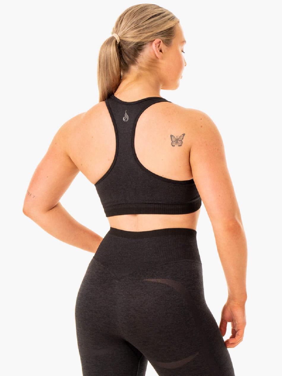 Black Women's Ryderwear Excel Seamless Sports Bras | 56YF86064