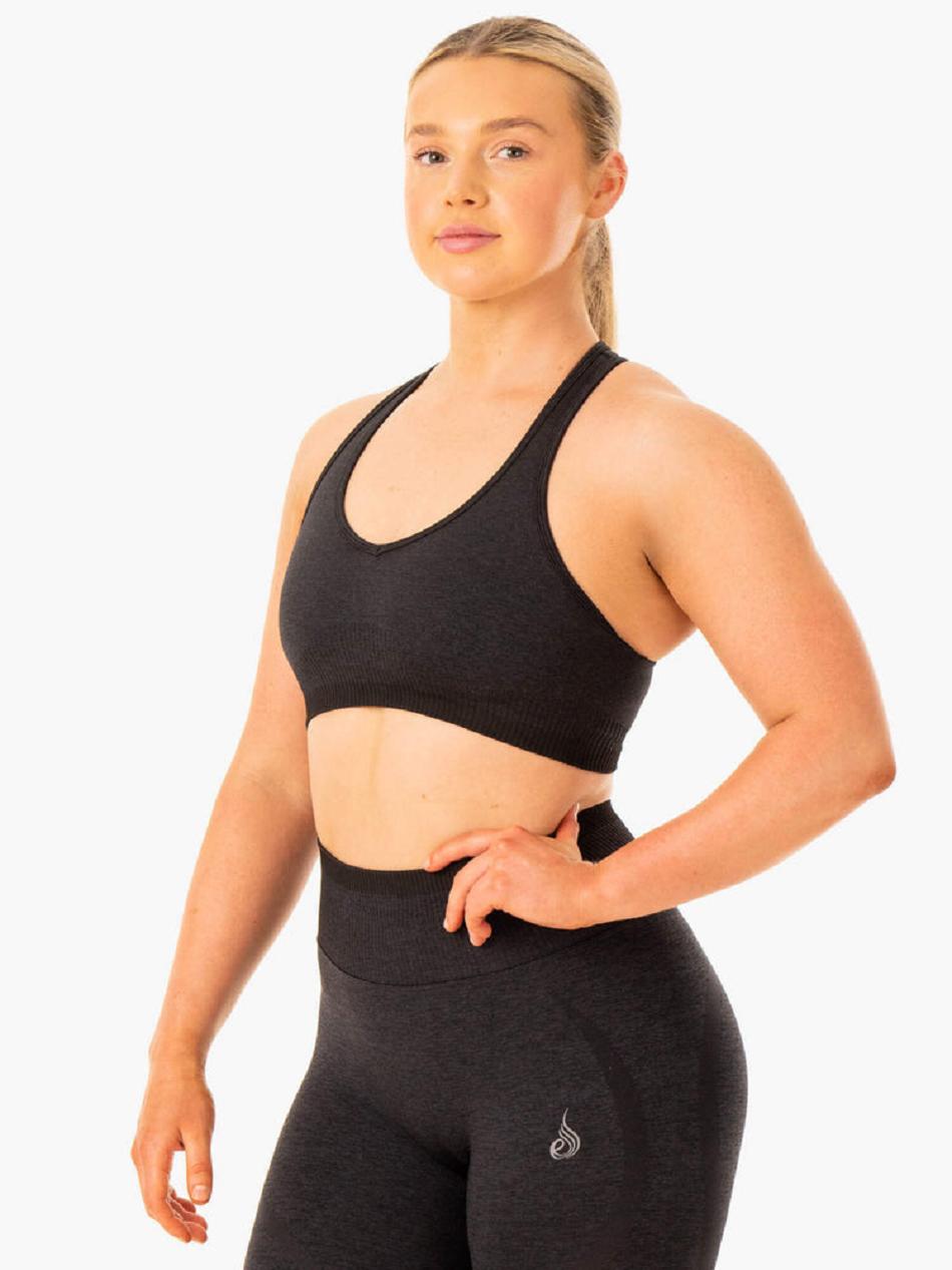 Black Women's Ryderwear Excel Seamless Sports Bras | 56YF86064