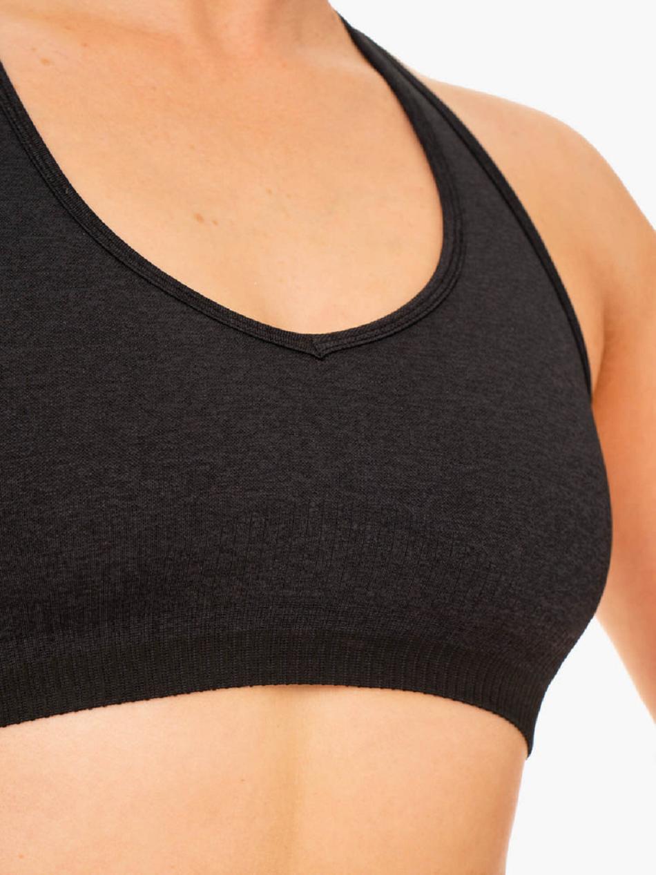 Black Women's Ryderwear Excel Seamless Sports Bras | 56YF86064