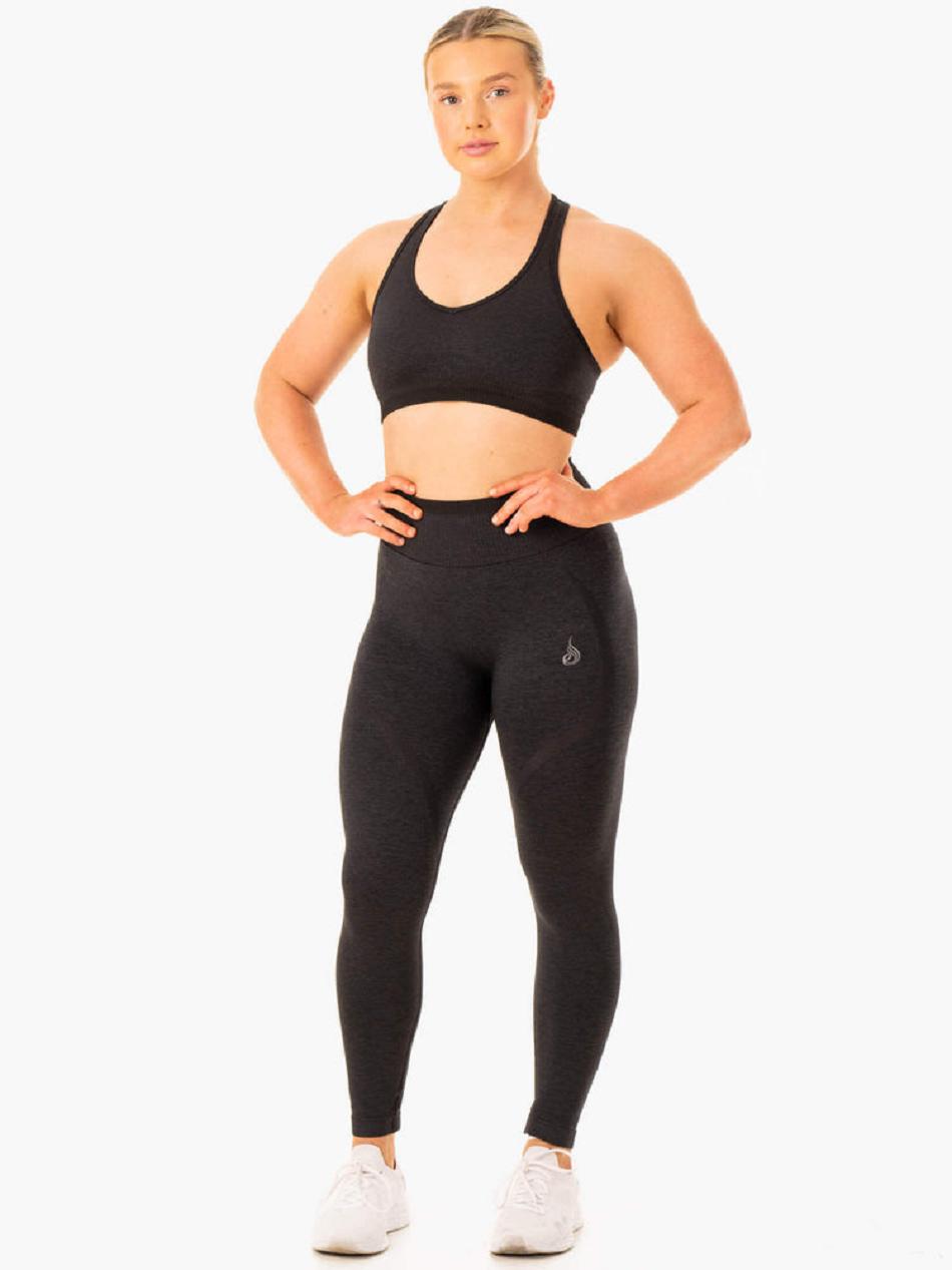 Black Women's Ryderwear Excel Seamless Sports Bras | 56YF86064