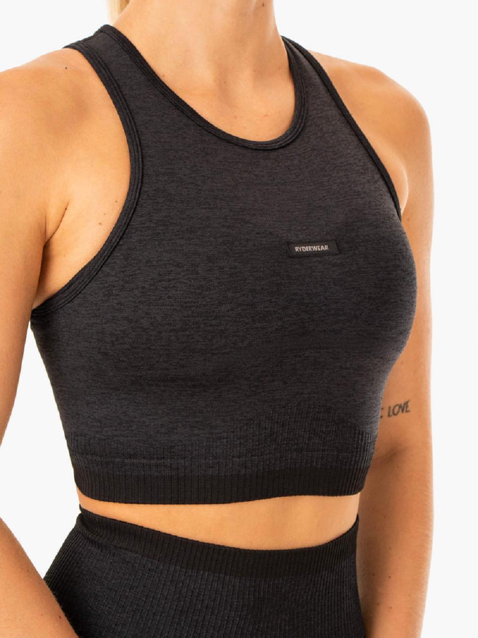 Black Women's Ryderwear Excel Seamless Tank Top | 137DF33989