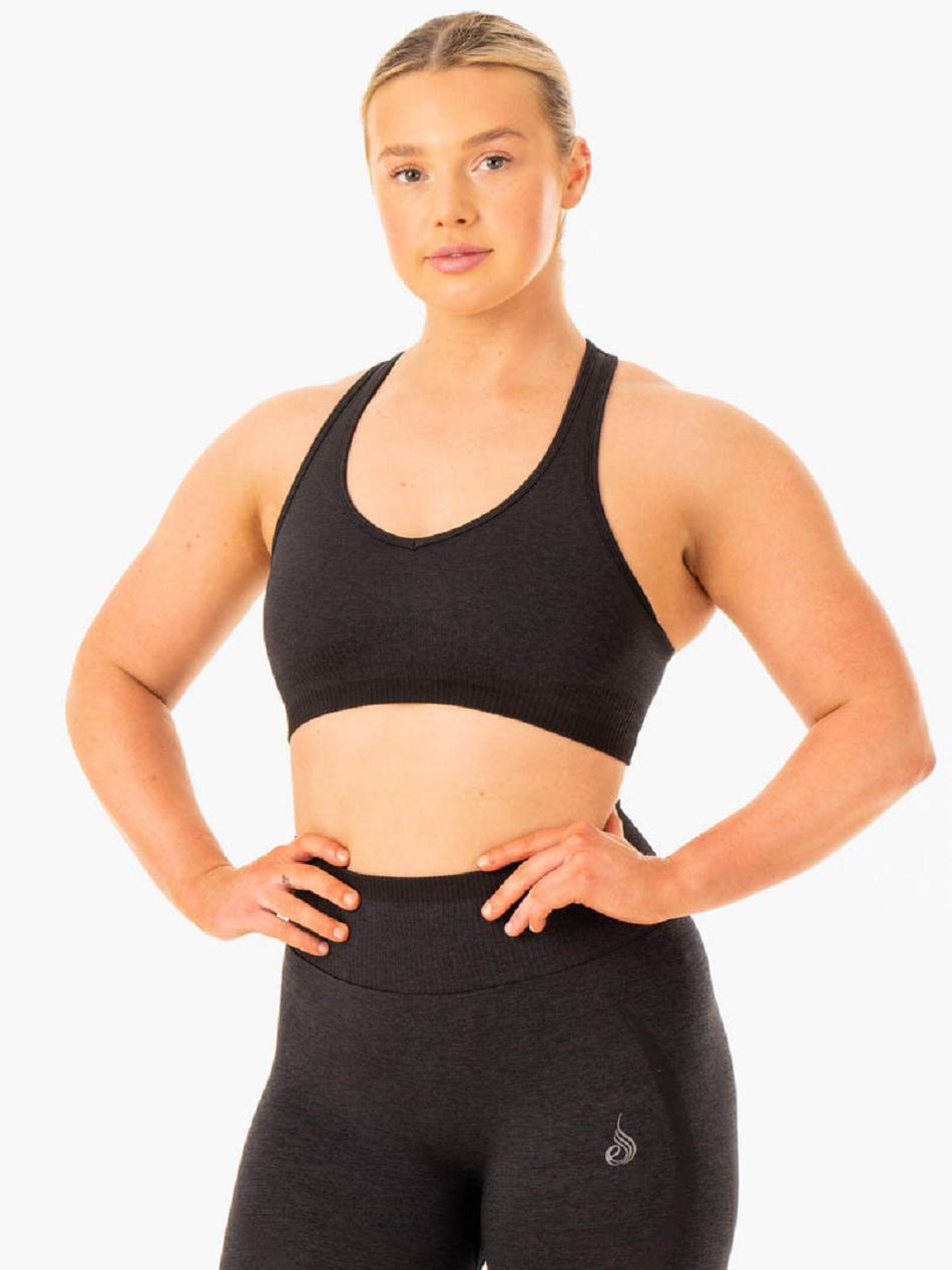 Black Women\'s Ryderwear Excel Sports Bra Seamless | 50JF31373