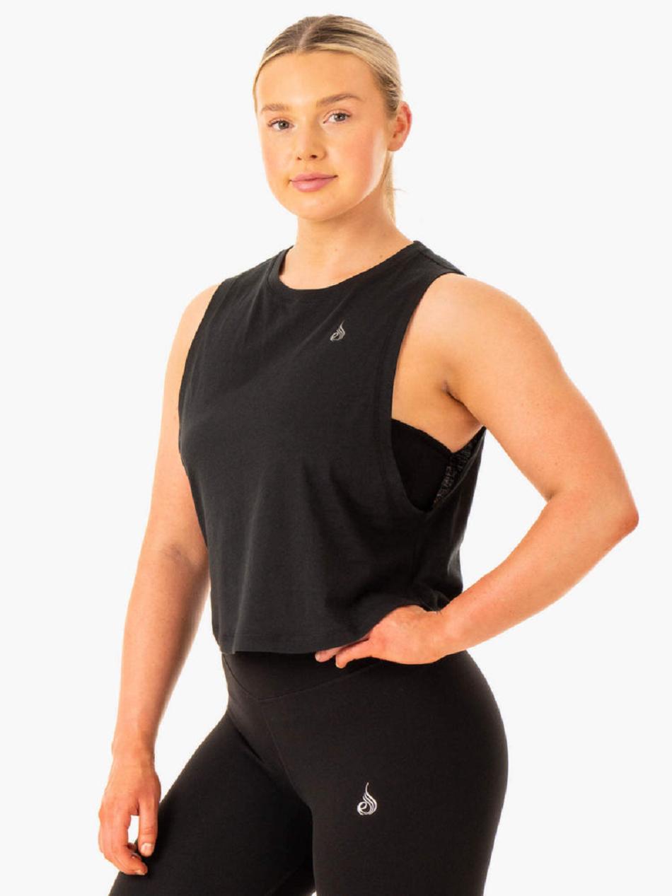 Black Women's Ryderwear Flow Scoop Tank Top | MT6266657