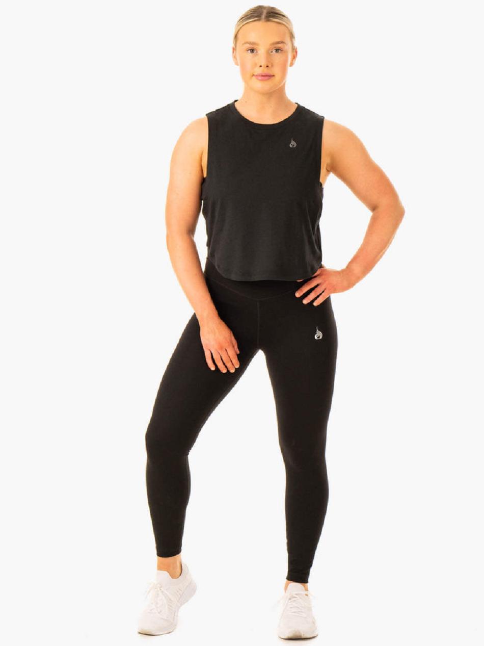 Black Women's Ryderwear Flow Scoop Tank Top | MT6266657