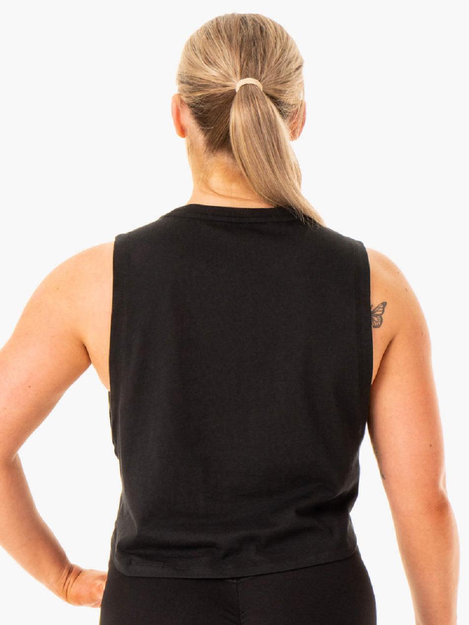 Black Women's Ryderwear Flow Scoop Tanks | 70KR28393